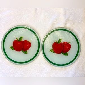Vintage Glass Apple TrivetsTextured EUC